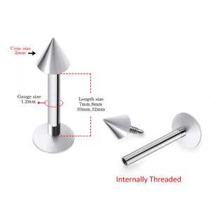 316L Surgical Steel Top Cone with Convex Back Labret