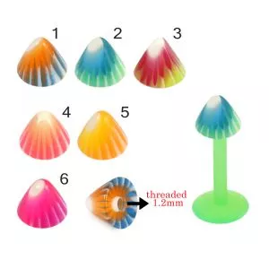Bio Flex Labret With Multi Stripe and color UV Cones