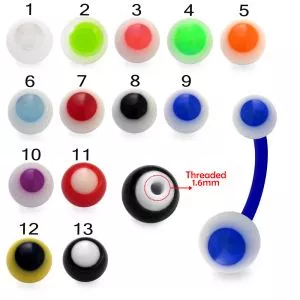 Bio Flex Banana Belly Bar With Eyeball Design UV Ball