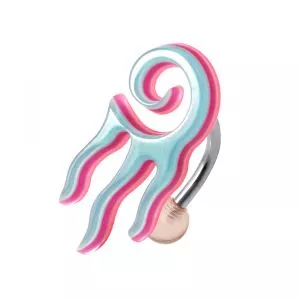 UV-Acrylic Flame Belly Ring with Top Hinged Surgical Steel Rod