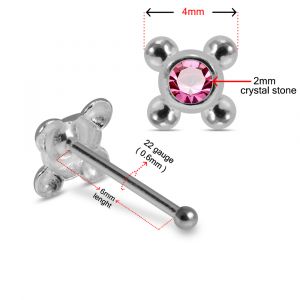 Single Stone 925 Sterling Silver Nose Stud with Orbital Balls