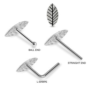 Solitary Leaf 925 Sterling Silver Nose Stud