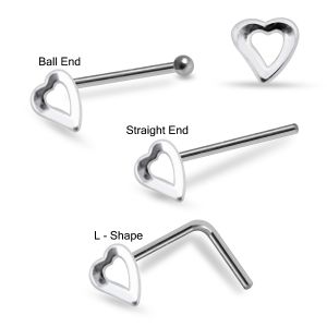Whimsical Hollow Heart 925 Sterling Silver Ring Nose Stud