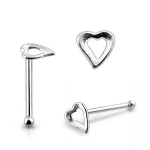Whimsical Hollow Heart 925 Sterling Silver Ring Nose Stud