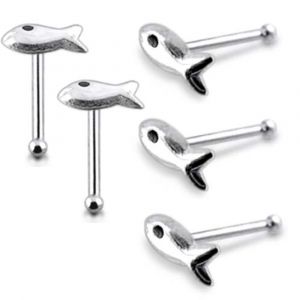 Crafted Perfection Embossed Fish Design 925 Sterling Silver Nose Stud