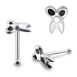 Dainty Scissor Design 925 Sterling Silver Nose Stud 