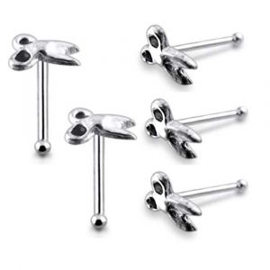 Dainty Scissor Design 925 Sterling Silver Nose Stud 
