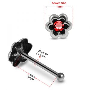 Floral Elegance Oxidized Single Stone 925 Sterling Silver Nose Stud
