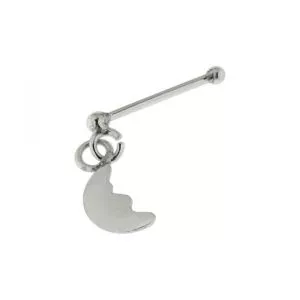 925 Sterling Silver Nose Stud with Hanging Moon Face Design