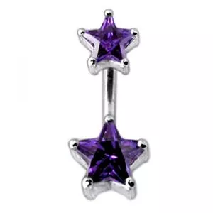 Jeweled Star shaped Stone Spinal Belly Button Ring