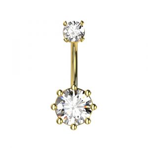 925 Sterling Silver Round Jeweled Spinal navel rings