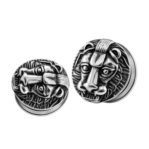 Casting Lion Face Screw Fit Ear Gauges