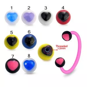 White UV Horseshoes Circular Barbell with UV Balls