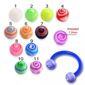 Blue UV Circular Barbell with Mix Color UV Balls