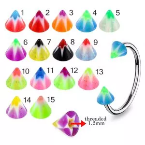 316L Surgical Steel Eyebrow Circular Barbell With Multi Color Star UV Cones