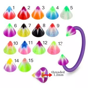 Bio Flex Eyebrow Circular Barbell With  Multi Color Star UV Cones