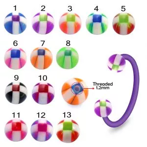 Bio Flex Eyebrow Circular Barbell With Stripe Checker UV Ball