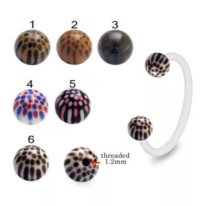 Bio Flex Eyebrow Circular Barbell With Hand Painted Multi Dots UV Balls