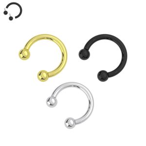 Internally Threaded 16G Surgical Steel Horseshoe Circular Barbell With Ball