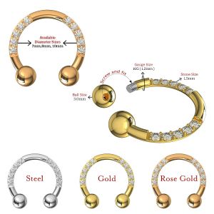 Multi CZ Jeweled Anodized Horseshoe CBB with Ball