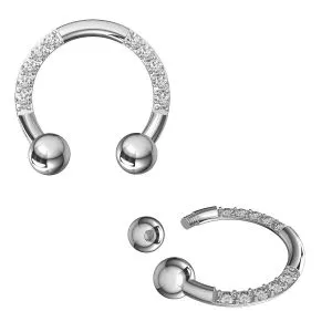 Multi CZ Jeweled Anodized Horseshoe CBB with Ball