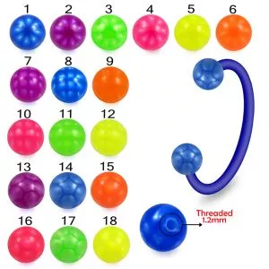 Bio Flex Eyebrow Circular Barbell With Fancy Color UV Balls