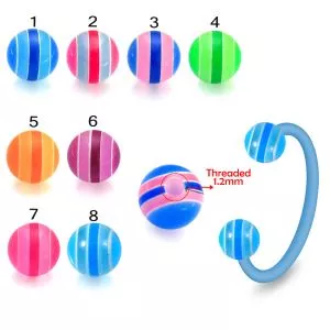 Bio Flex Eyebrow Circular Barbell With Multi Stripe UV Balls