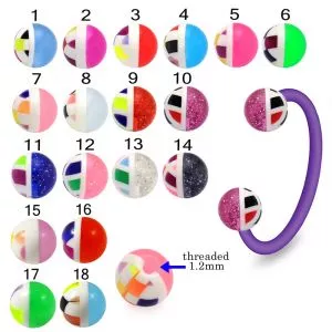 Bio Flex Eyebrow Circular Barbell With UV Half Checker UV Balls