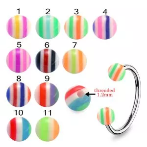 316L Surgical Steel Eyebrow Circular Barbell With Marble Acrylic UV Balls