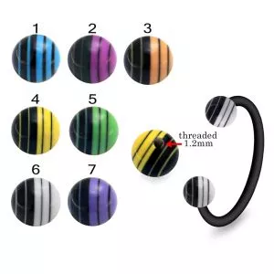 Bio Flex Eyebrow Circular Barbell With Laser Striped UV Balls