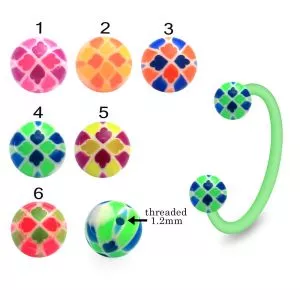 Bio Flex  Eyebrow Circular Barbell With Mix Color Leaf UV Balls