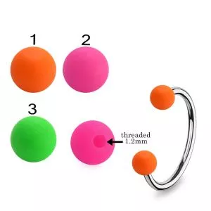 316L Surgical Stee Eyebrow Circular Barbell With Neon Color UV Balls