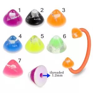 Bio Flex Eyebrow Circular Barbell With Colorful Glitter UV Cones