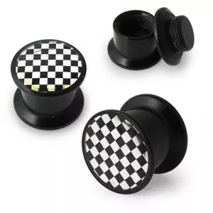 Checkers Logo With Screw Fit Ear Flesh Tunnel