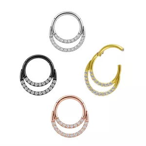 316L Surgical Steel Crescent Crystal Hinged Clicker