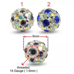 Multi Gem Jeweled 6mm Ferido Ball