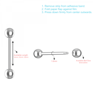 EO Gas Sterilized 316L Surgical Steel Tongue Barbell with Ball