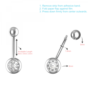 EO Gas Sterilized 316L Surgical Steel Single Jeweled Belly Banana Ring