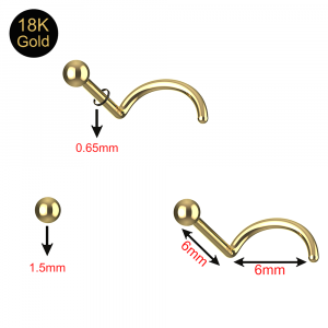 18K Yellow Gold Screw Type Nose Stud