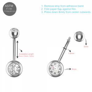 EO Gas Sterilized G23 Grade Titanium Double Jeweled Belly Banana Ring