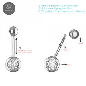 EO Gas Sterilized G23 Grade Titanium Single Jeweled Navel Belly Banana Ring