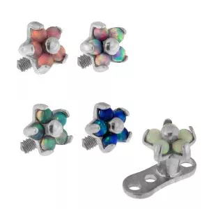 G23 Grade Titanium 5 CZ Flower Dermal Anchor Tops