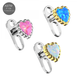 G23 Grade Titanium Opal Heart Shape Dermal Anchor