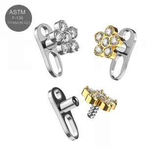G23 Grade Titanium 6 Petals Flower Design Dermal Anchor