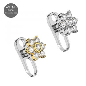 G23 Grade Titanium 7 Petals Flower Design Dermal Anchor 