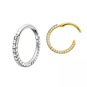 Double Side jeweled Micro Setting CZ Stones Hinged Segment Clicker Ring