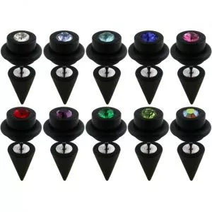 UV & SS Jeweled Fake Ear Plug with 'O' ring