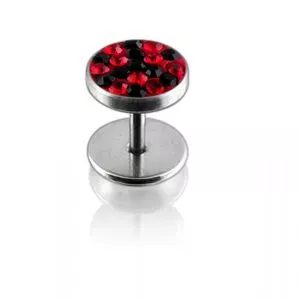 Crystal Stone in Red And Black Combination SS Ear Plug