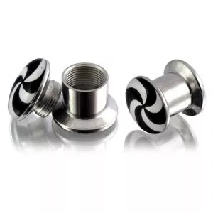 Internally threaded Swirl Logo Ear Flesh Tunnel