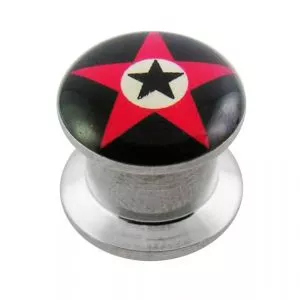 Double Star Internally threaded Logo Flesh Tunnel